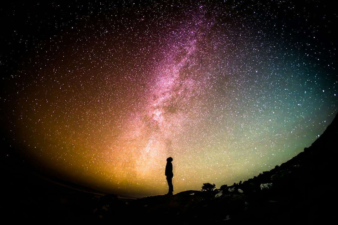 Illustrative image showing cosmic stardust, nebulae, and a subtle connection to a human figure, symbolizing the shared origin of life and the universe.